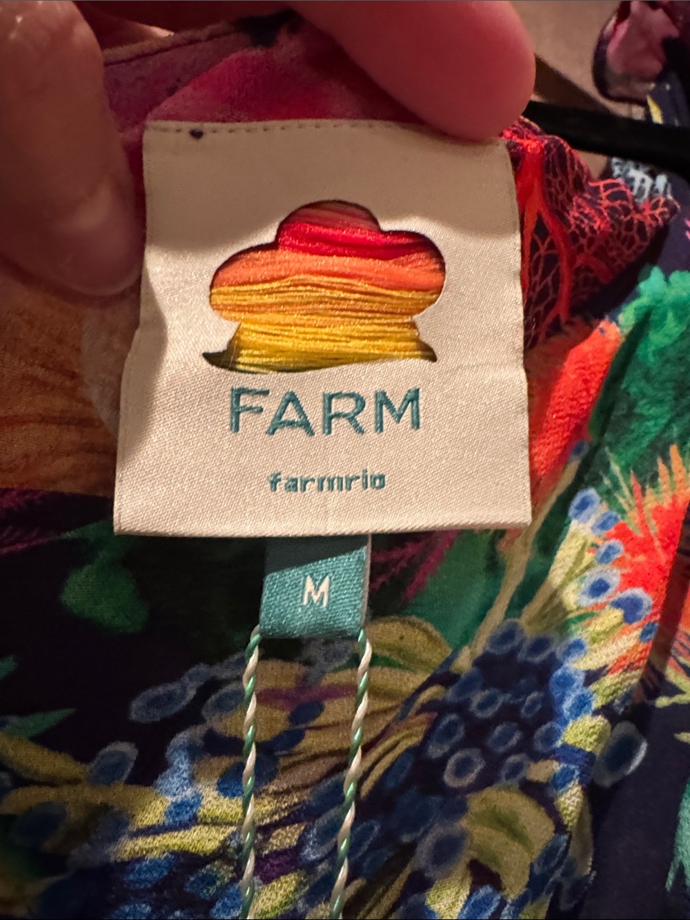Farm Rio One-Shoulder Navy Coral Garden Ruffle Maxi Dress - Picture 3 of 4